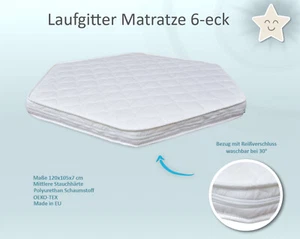 Laufgittermatratze Laufgittereinlage Matratze Weiß Gesteppt für 6-Eck Laufstall - Bild 1 von 4