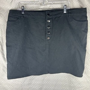 Forever 21 Mini Skirt Womens 3X Black Denim Flat Front Buttons - Picture 1 of 7