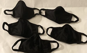 Hanes Adult Cloth Face Covering Black Cotton Polyester Solid Black 5 Pack - Picture 1 of 4