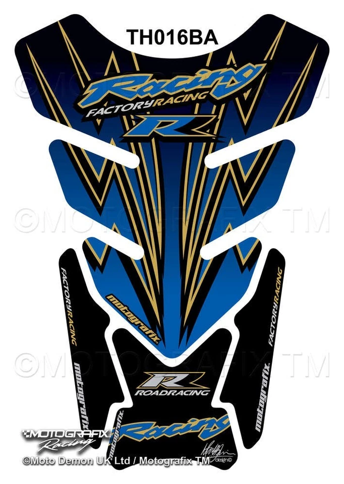 Protector de almohadilla para tanque de motocicleta Honda CBR 600 900 1000RR azul/dorado Motografix 3D Foto 1 de 1