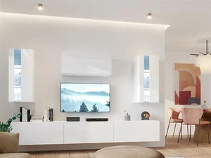 Mediawand Wohnwand 6 tlg - NEXI XL 27 - Weiss Hochglanz inkl. LED - Bild 1 von 1