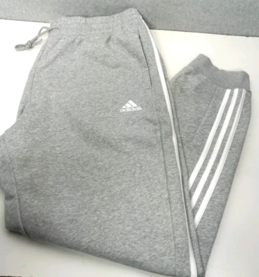 Adidas Essentials Fleece Tapered Cuff Mens Sz Large Gray White Sweat Pants - Image 1 of 4