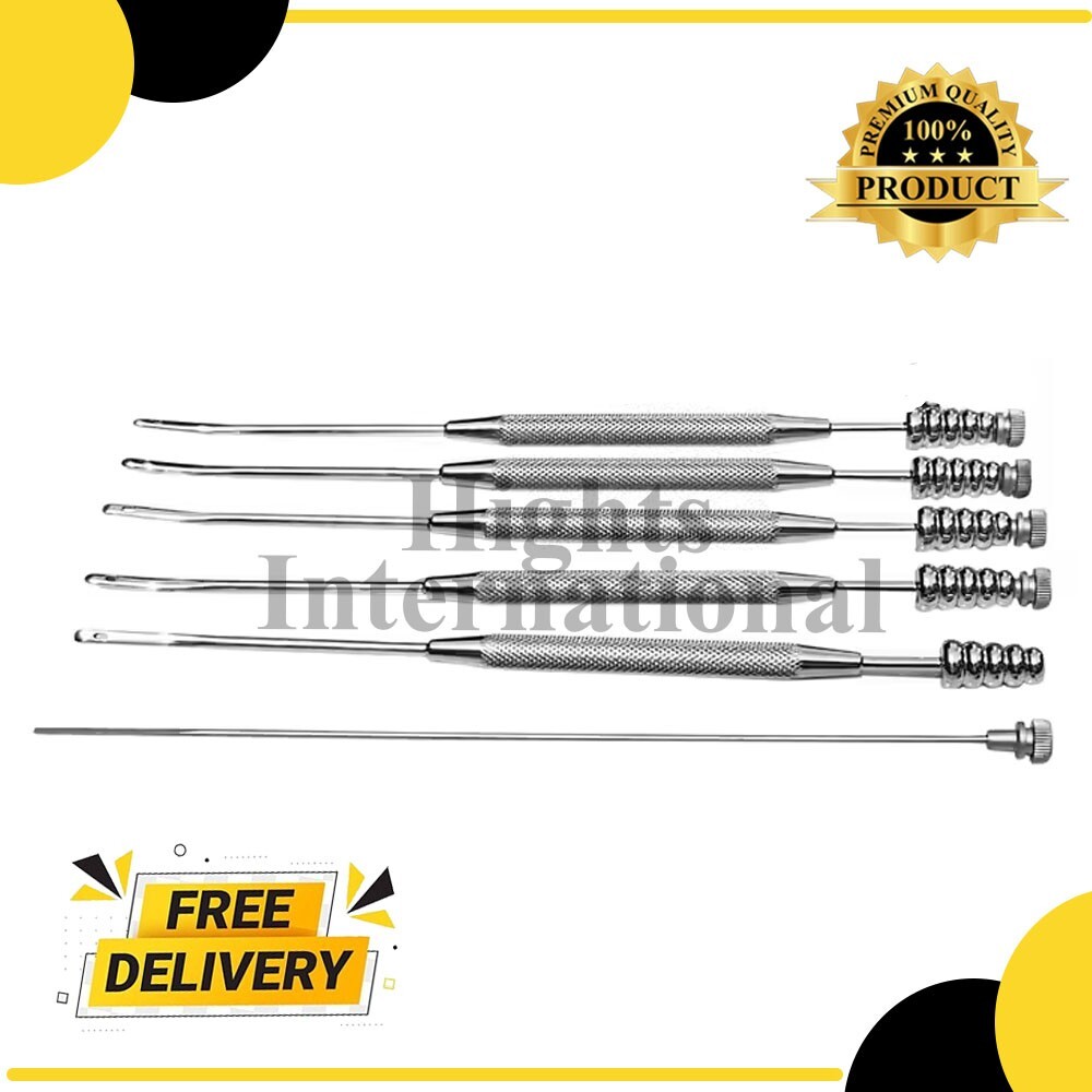 S 10-Piece Baron Tube FR 5 ENT Surgical Kit - 1.7mm Curved Stainless ...