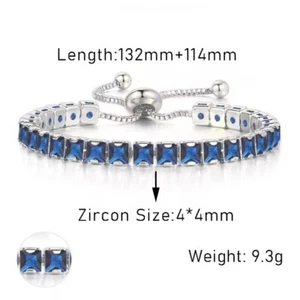 Bracciale Tennis con Zirconi Strass 4mm Regolabile fino a 24cm Idea Regalo - Foto 1 di 2