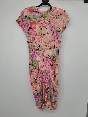 复古 20 世纪 80 年代 Does 1940 年代花卉印花人造丝礼服风格 All That Jazz 复古 11/12 — 第 1/4 张图片