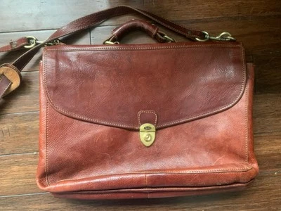 Floto Leather Briefcase Brown Made In Italy Pre-owned Good Condition - Image 1 of 4