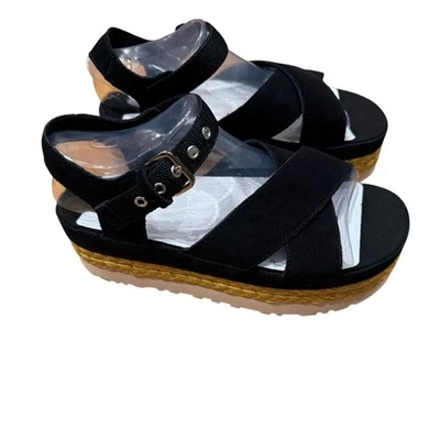 Ugg NWT Aubrey Ankle Women's 9 black suede Platform slingback Sandals shoes NIB - Image 1 of 4