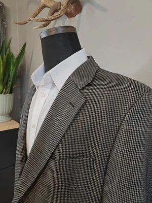 🇺🇲 Jos A Bank Mens 46L Black Beige Two Button Wool Silk Sports Coat - Image 1 of 4