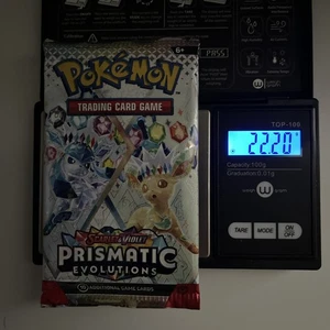 ¡MUY PESADO! 22,20 g Prismatic Evolutions Pokemon TCG Booster Pack (SELLADO)✅ - Imagen 1 de 2