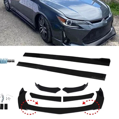 For Scion TC 2005-2016 Side Skirt + Front Bumper Lip Splitter Spoiler Lip Glossy Foto 1 de 4