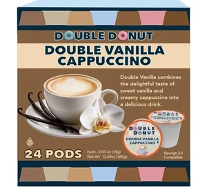Double Donut Double Vanilla Cappuccino Pods, 24 Single Serve Cups For Keurig ... - Picture 1 of 7