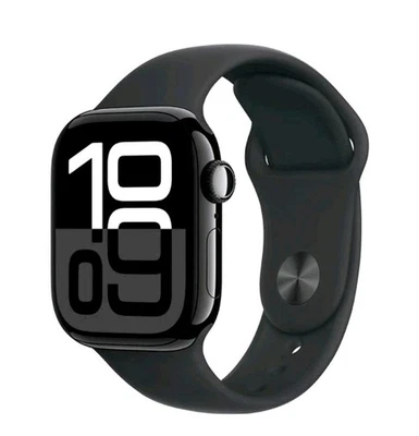 Apple Watch Series 10 42mm GPS + Cell w/ Sport Band S/M MWX63LW/A Jet Black Case - Image 1 of 3
