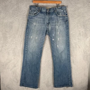 BKE Men's Tyler Jeans Straight Regular Fit Size 36 Reg Distressed Denim Blue - Picture 1 of 9