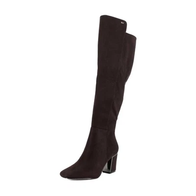 Botas femininas DKNY 9,5 M espresso marrom salto bloco cilli joelho alto TELA KH0 - Imagem 1 de 4