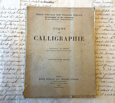 Antique French Course of Calligraphy Cursive & Batarde Writing School Book c1939 - Image 1 of 4