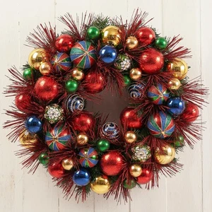 22" Christmas Peppermint Wreath - Handcrafted Christmas Holiday Decor - Picture 1 of 4