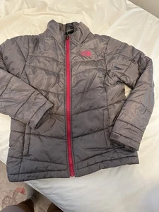 The North Face Youth Puffer Jacket Gray/Pink, Full Zip, Size M (10-12) - Picture 1 of 3