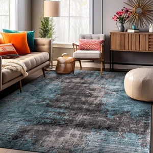 Rugshop Area Rug Abstract Design Distressed Bedroom Carpet Rugs for Living Room - Picture 1 of 33