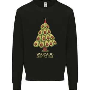 Avocado Christmas Tree Xmas Funny Food Kids Sweatshirt Jumper - Picture 1 of 6