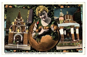 SAN BERNARDINO, CALIFORNIA - 17TH NATIONAL ORANGE SHOW 1927 - OLD POSTCARD - Picture 1 of 2
