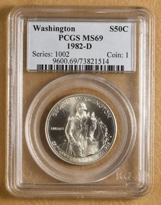1982 D Washington Commemorative Silver Half Dollar PCGS MS69 - Picture 1 of 2