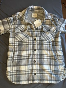 Gray and White Plaid Button-Up Shacket NWT Size Medium - Picture 1 of 9