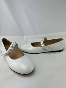 Mach & Mach White Pearl Ballet Flats Size 38 8 - Picture 1 of 8