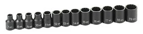 Grey Pneumatic 1203m 13 Piece 3/8" Drive 12 Point Standard Metric Impact Socket