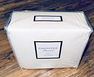 3-Pc Charter Club Solid Ivory Flannel Twin Sheet Set Warm Soft Cozy 100% Cotton - Image 1 of 4