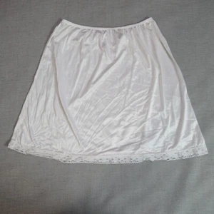 Vintage Vanity Fair mezzo slip donna taglia XXL gonna bianca raso pizzo orlo elegante - Foto 1 di 10