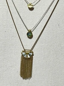 LUCKY BRAND Abalone Two-Tone Chain Convertible 3-Layer Necklace JLRY5786 NWT - Picture 1 of 3