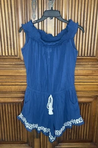Lucky Brand Damen Strampler Mittelblau Cottagecore Boho Festival Neu ohne Etikett - Bild 1 von 14