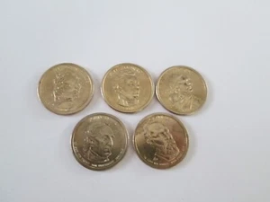 GOLD / 5 Gold coins USA One Dollar Presidential Coins, Bright &Clean - Picture 1 of 9