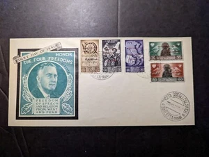 1945 Italy First Day Cover FDC Barletta Honor the Four Freedoms - Picture 1 of 2