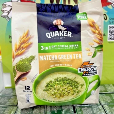QUAKER 3 en 1 Avena Cereal Bebida Matcha Té Verde 12s x 28g - 1 Paquete Foto 1 de 4