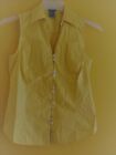 Ann Taylor 6P Sleeveless Fitted Cotton Button Front Top Shirt 6 Greenish Yellow