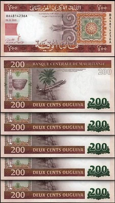 Mauritania 200 Ouguiya 2013, UNC, 5 Pcs LOT, Consecutive, P-17 - Image 1 of 4