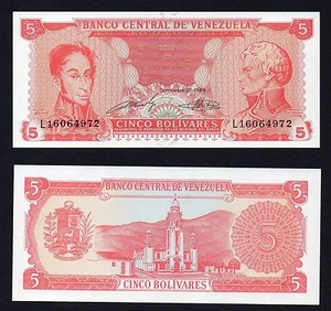Banconota Venezuela 5 bolivares 1989 P.-70 FDS/UNC - Picture 1 of 1