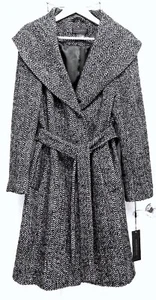 Neu mit Etikett $ 625 Donna Karan New York Black Label 14 Tweed Wollmischung Mantel Schalkragen - Bild 1 von 17