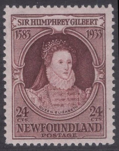 NEUFUNDLAND 224 1933 24c QUEEN ELIZABETH I SIR HUMPHREY GILBERT SS MPH CV 36 $ - Bild 1 von 6