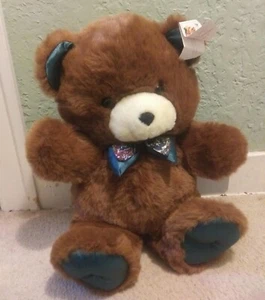 Vintage Dandee Soft Expressions Brown Teddy Bear with Bow Tie 25" Long - Picture 1 of 5
