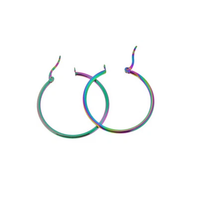 Pendientes de aro - Arco iris galvanizado acero inoxidable 35,5 mm - 1 par - Z1417 Foto 1 de 2