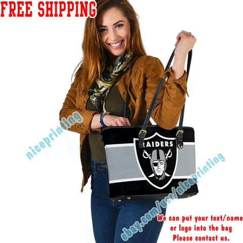 Oakland Raiders Leather Tote Shoulder Bag Women Girl Satchel Fans Gift NFL Cover