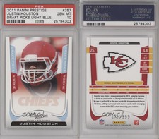 2011 Prestige Draft Picks Light Blue /999 Justin Houston PSA 10 GEM MT Rookie RC