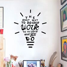 Love Work What You Do Motivational Quotes Wall Sticker Creative Light Bulb Desig