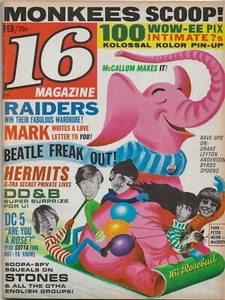 16 MAGAZINE FEB 1967 VOL 8 #9 ~ BEATLES/MONKEES/BYRDS/HERMAN/DC5/STONES/RAIDERS - Picture 1 of 17