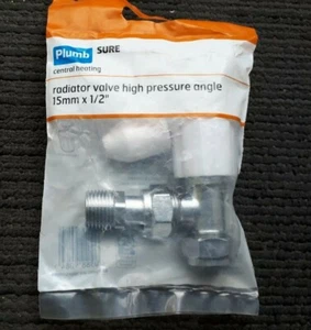 Plumbsure White Chrome Effect Angled Radiator Valve High Pressure Angle 15mmx1/2 - Imagen 1 de 1