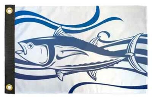 Bluefin 12x18in Boat Flag Outdoor Sea Maritime Grommet Fish Boat Ship Flag - Picture 1 of 4