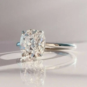 2,50 kt Elongated Cut Old Mine Moissanit Verlobungsring 14 Karat Weißgold vergoldet - Bild 1 von 9