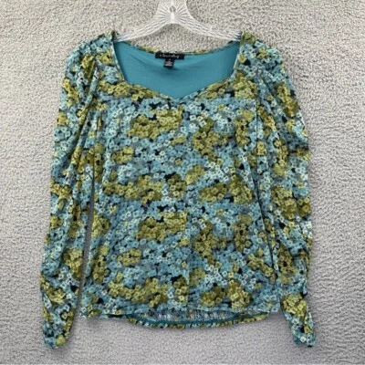 Y2K A Love Story Smocked Floral Mesh Top Indie Sleaze Coquette Grunge Women M - Image 1 of 4